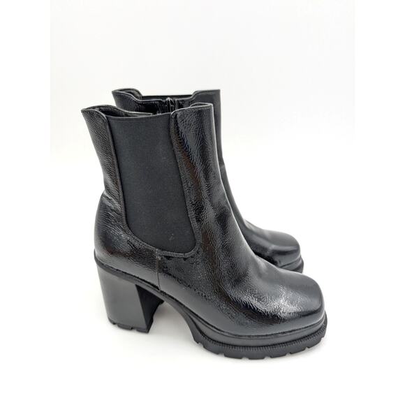 Top Woda West Lug Sole Platform Bootie Side Zip Women's Black Size US6.5 EU37 - Picture 3 of 13